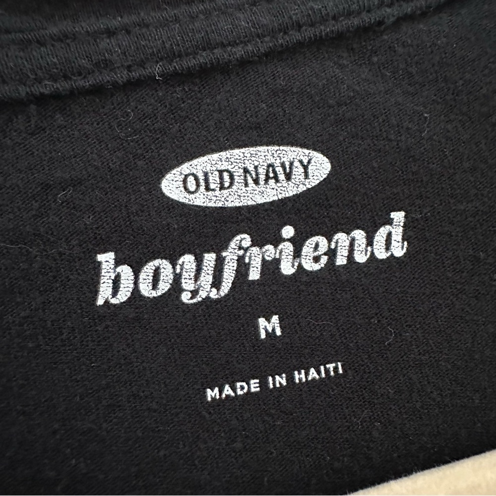 Black Oversized Long Sleeve V-Neck Pocket Tee-Old Navy Boyfriend Layering Shirt - Picture 8 of 12